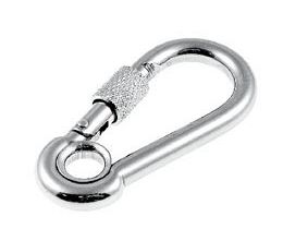 Spring hook with lock nut and eyelet