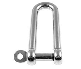 Straight D-shackle, long with captive pin