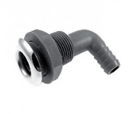 Thru-hull, 90° with hose connection